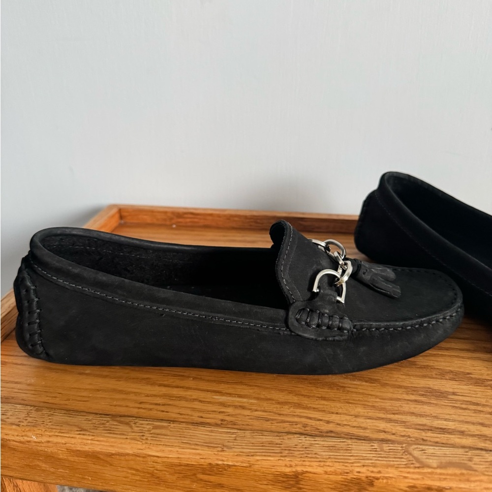 Saks Fifth Avenue Black Loafers with Silver Accents - Picture 5 of 7